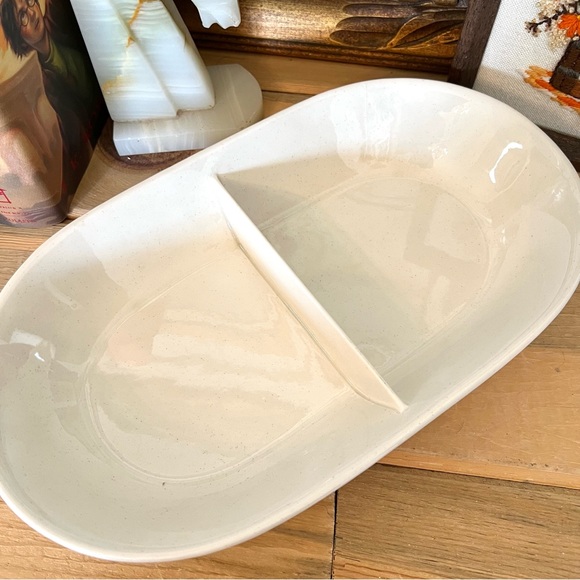 Kitchen Vintage Capri 197s Bake N Serve Stoneware Divided Oval Dish